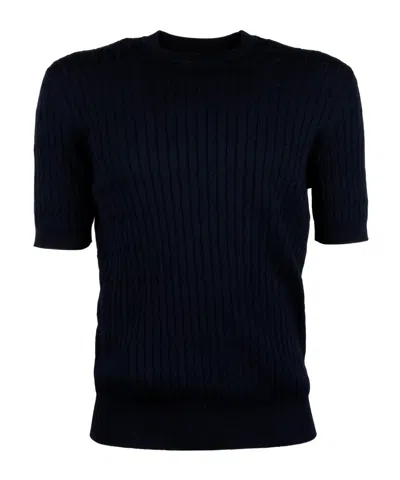 Peserico Ribbed Short-sleeve T-shirt In Blue