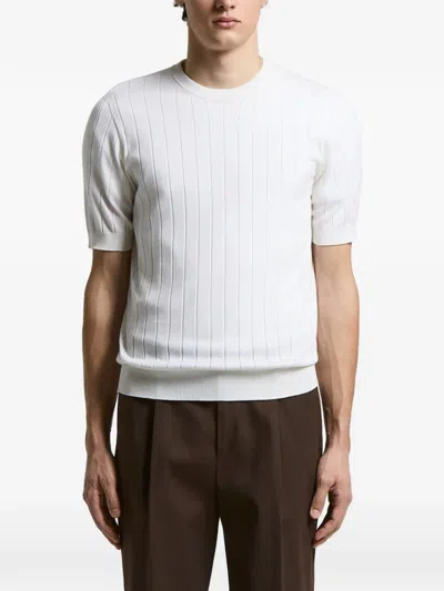 Peserico Ribbed Short-sleeve T-shirt In Gray