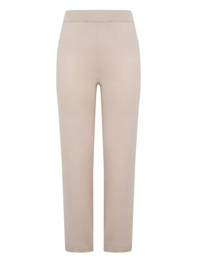 Peserico Ribbed Silk-wool Trousers In Brown