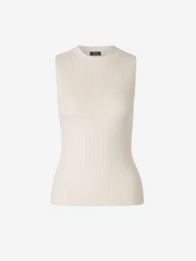 Peserico Ribbed Sleeveless Top In Beige