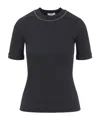 Peserico Ribbed Crew Neck T-shirt With Lurex Detail In Black