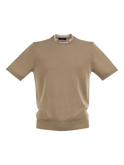 Peserico T-shirt In Linen And Cotton Yarn In Neutral