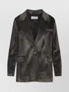 Peserico Ribbed Texture Jacket Front Pockets In Black