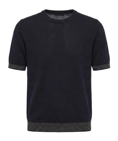 Peserico Ribbed Trim T-shirt In Black