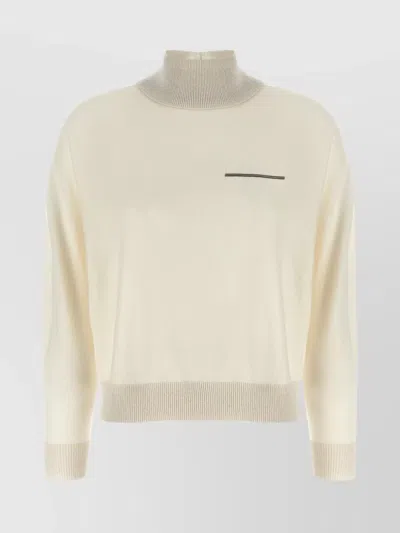 PESERICO RIBBED TURTLENECK SWEATER LUREX ACCENTS