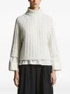 Peserico Ribbed Turtleneck Sweater In White