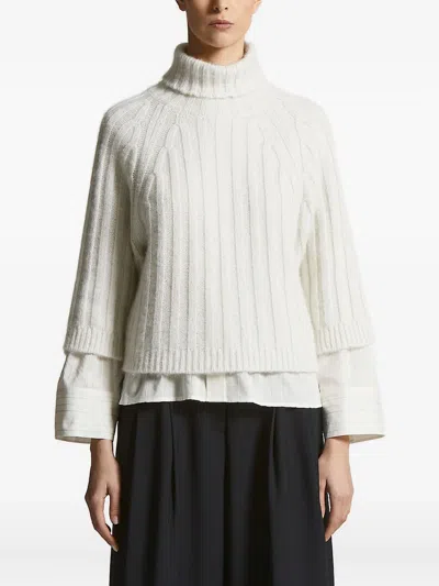 Peserico Ribbed Turtleneck Sweater In White