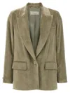 Shop Peserico Ribbed Velvet Blazer Blazer And Suits Green