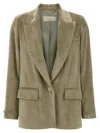 Peserico Ribbed Velvet Blazer With Flap Pockets In Green