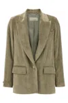 Peserico Ribbed Velvet Blazer With Flap Pockets In Green