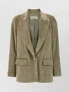 Peserico Ribbed Velvet Blazer With Flap Pockets In Green