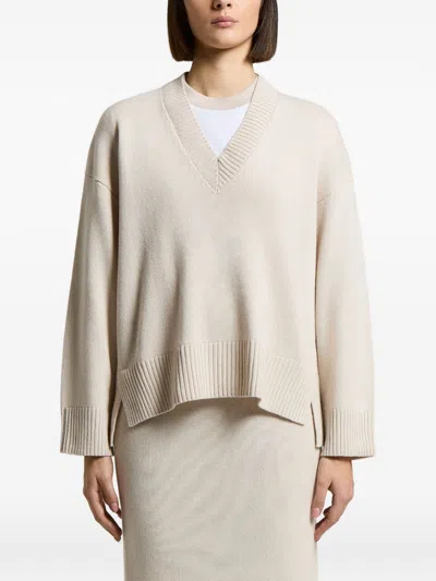 Peserico Ribbed-knit V-neck Sweater In Multi