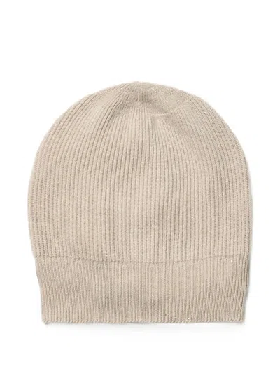Peserico Ribbed-knit Beanie Hat In Neutral