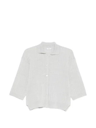 Peserico Ribbed-knit Cardigan In White