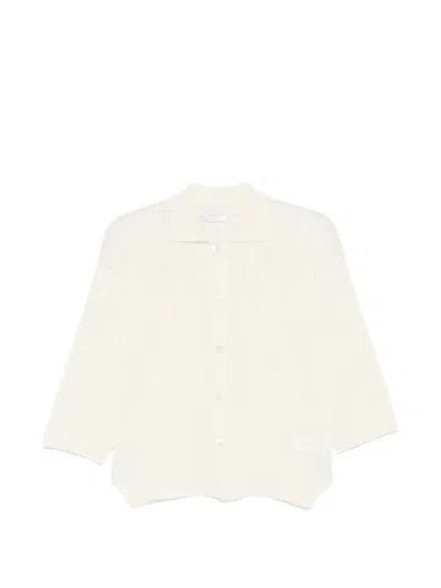 Peserico Ribbed-knit Cardigan In Neutral