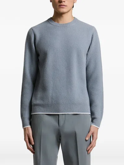 Peserico Ribbed-knit Crew-neck Sweater In Blue