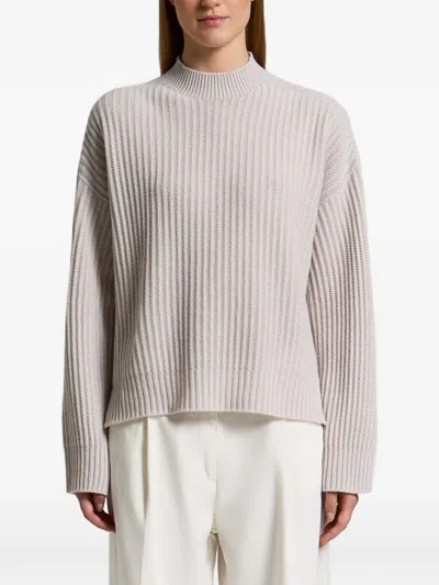 Peserico Ribbed-knit Mock-neck Sweater In Neutral