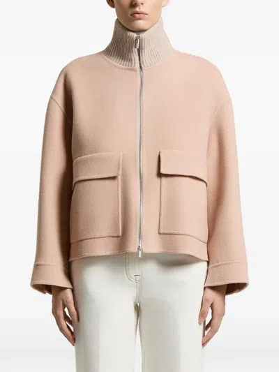 Peserico Ribbed-knit Panelled Jacket In Neutral
