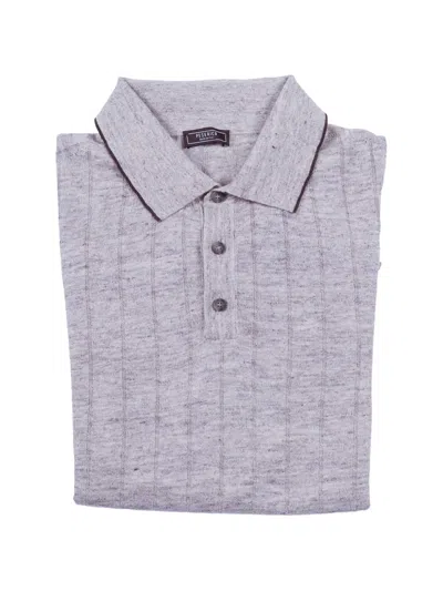Peserico Ribbed-knit Polo Sweater In Gray