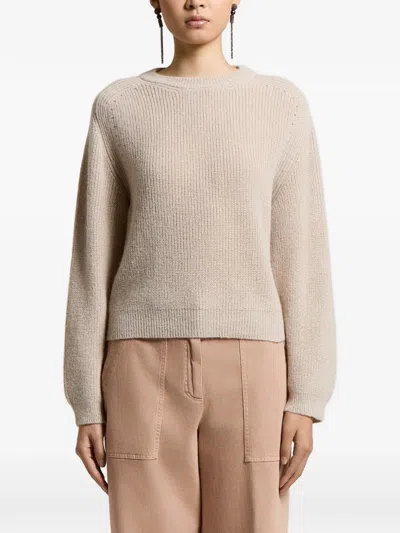 Peserico Ribbed-knit Raglan-sleeve Jumper In Neutral