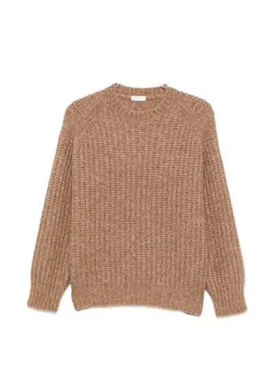 Peserico Ribbed-knit Raglan-sleeve Sweater In Multi