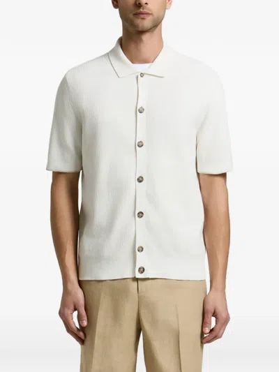 Peserico Ribbed-knit Short-sleeve Shirt In White