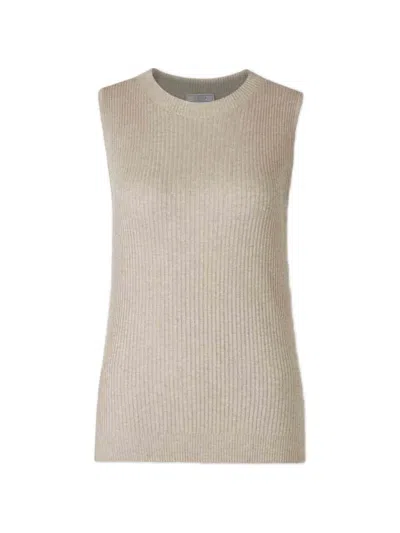 Peserico Ribbed-knit Sleeveless Top In Gray