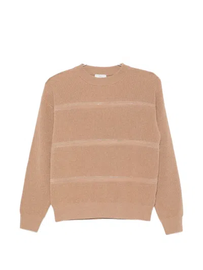Peserico Ribbed-knit Striped Sweater In Brown