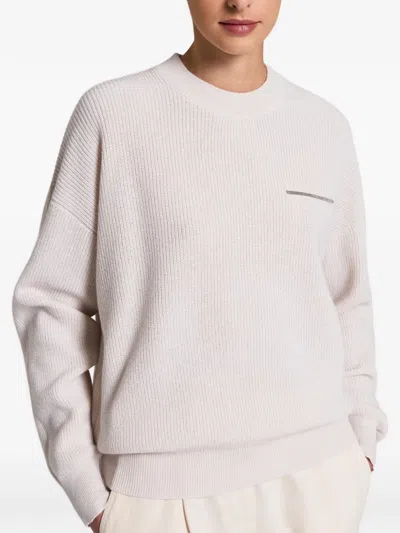 Peserico Ribbed-knit Sweater In Neutral