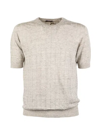 Peserico Ribbed-knit T-shirt In Gray