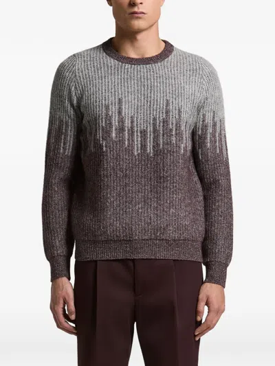 Peserico Ribbed-knit Two-tone Sweater In Gray