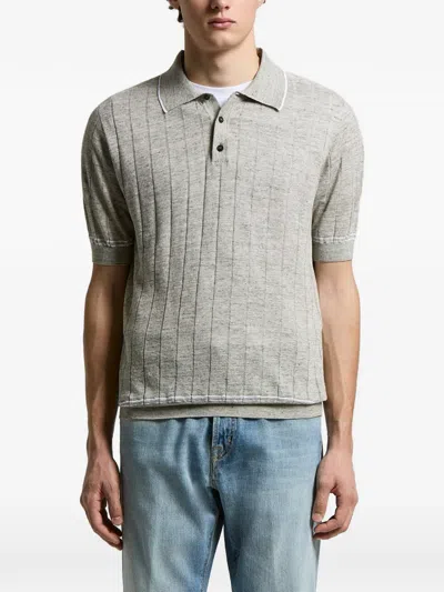 Peserico Ribbed-trim Polo In Gray