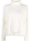 Peserico Roll-neck Silk Virgin-wool Blend Jumper In Weiss