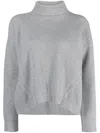 Peserico Roll-neck Silk-wool Blend Jumper In Grey