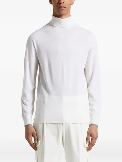 Peserico Roll-neck Wool-cashmere Sweater In White