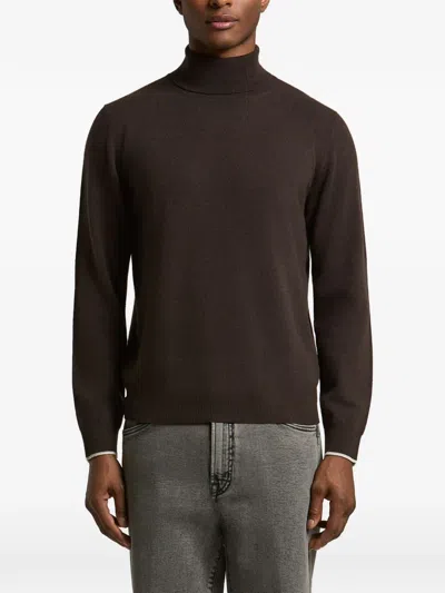 Peserico Roll-neck Sweater In Brown