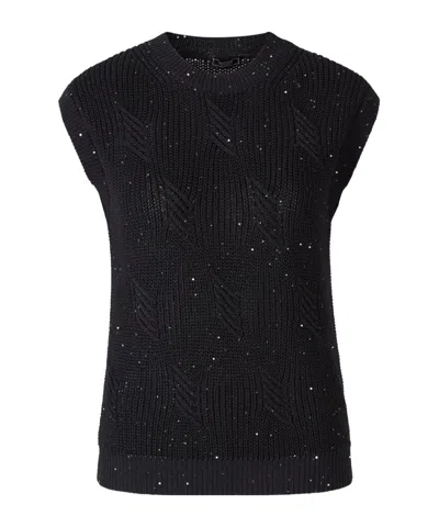 Peserico Round Collar Sleeveless Sweater In Black