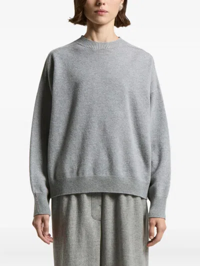Peserico Round-neck Cashmere Sweater In Gray