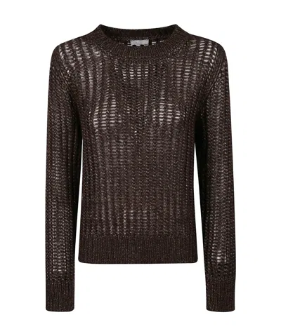 Peserico Round-neck Knit Sweater In Brown