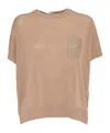 Peserico Relaxed Fit Knitted Sweater With Textured Patch Pocket In Brown