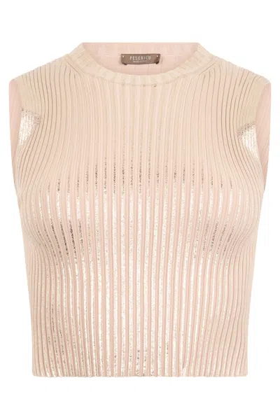 Peserico Round-neck Metallic-finish Tank Top In Neutral