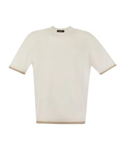 Peserico Round Neck Short Sleeve T-shirt In White