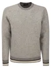 PESERICO PESERICO ROUND NECK SWEATER IN WOOL SILK AND CASHMERE BOUCLE' PATTERNED YARN