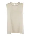 Peserico Stretch Silk Crepe De Chine Top In Nude