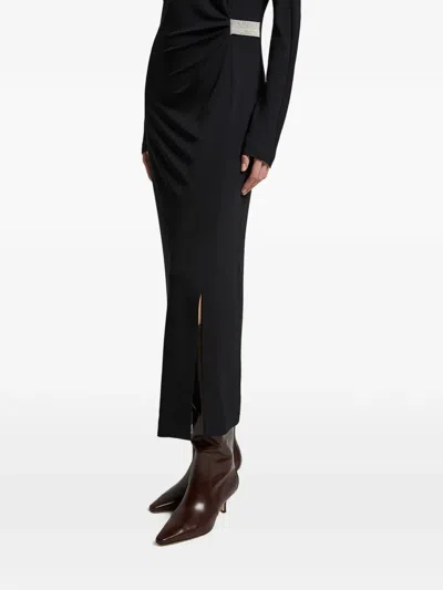 Peserico Ruched Metallic-detail Maxi Dress In Blue