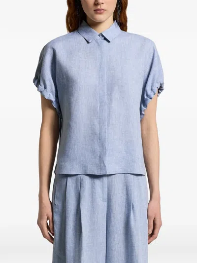 Peserico Ruched-detail Shirt In Blue