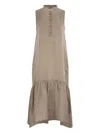 Peserico Ruffled Sleeveless Midi Dress In Brown