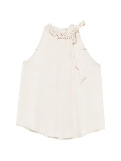Peserico Ruffled Tie Blouse In White