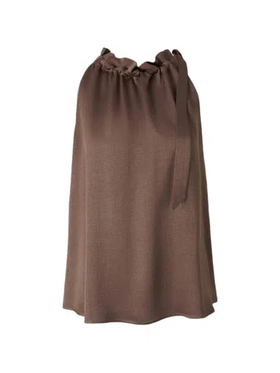 Peserico Ruffled Tie-fastening Top In Brown