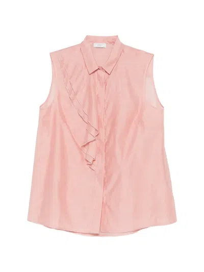 Peserico Ruffled-detail Sleeveless Shirt In Pink